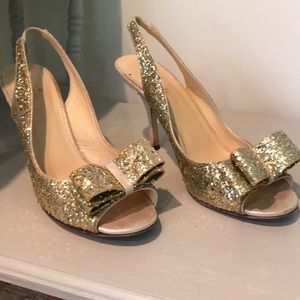 Kate Spade gold glitter heels